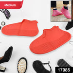 Non-Slip Silicone Waterproof Boot Shoe Cover (Medium Size / 1 Pair / Red)