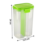 Plastic 2 Sections Air Tight Transparent Food Grain Cereal Storage Container (2 ltr)