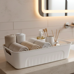 White Plastic Storage Basket Tray Set (4 Pcs)